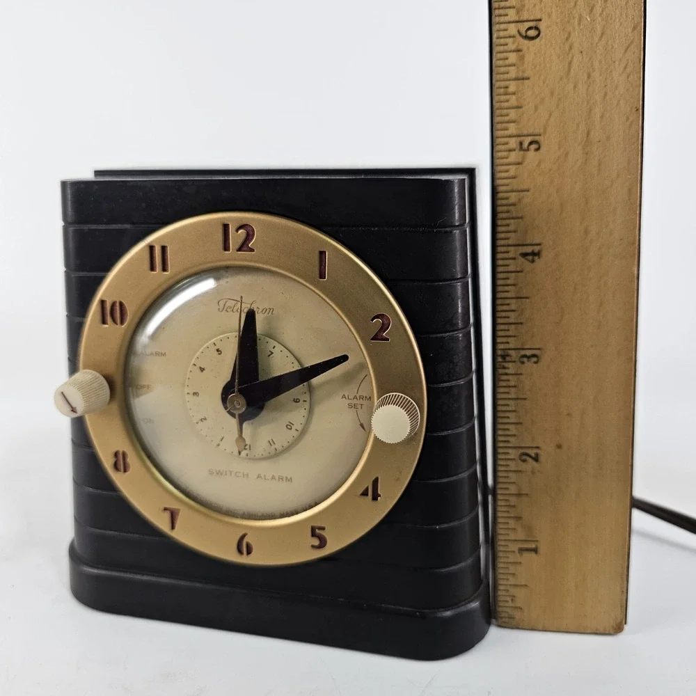 Vintage Telechron Bakelite Switch Alarm 8H61 Clock Art Deco Working USA